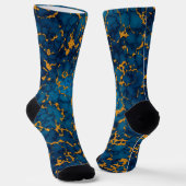 Saphire Blue and Gold Marmor Texture Design Socken (Gewinkelt)