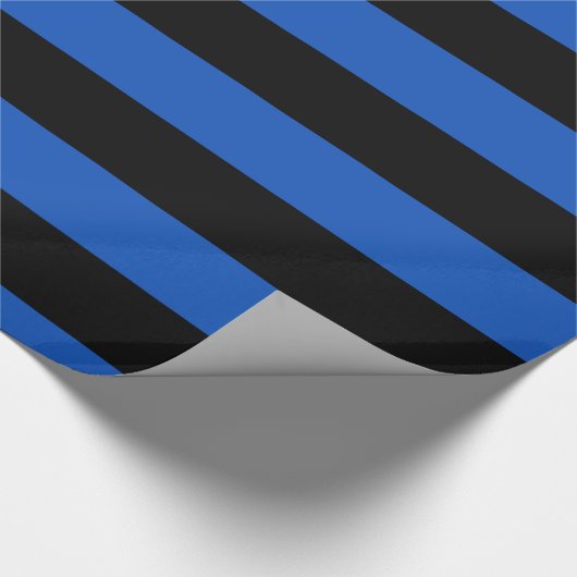 Saphire Blue Black XL Stripes Pattern V Geschenkpapier (Ecke)