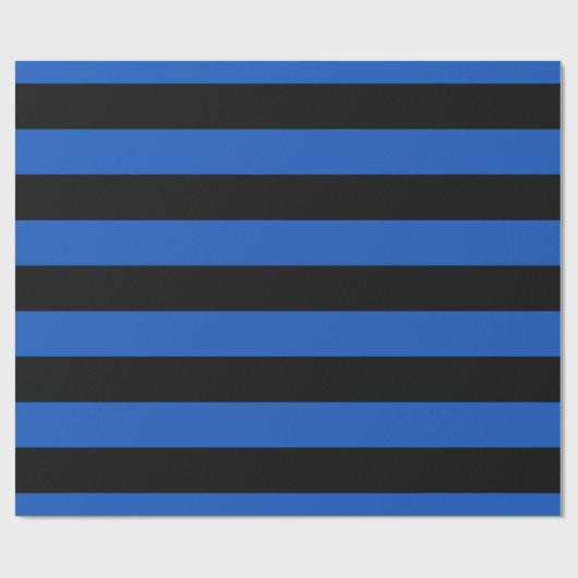 Saphire Blue Black XL Stripes Pattern V Geschenkpapier (Flach)