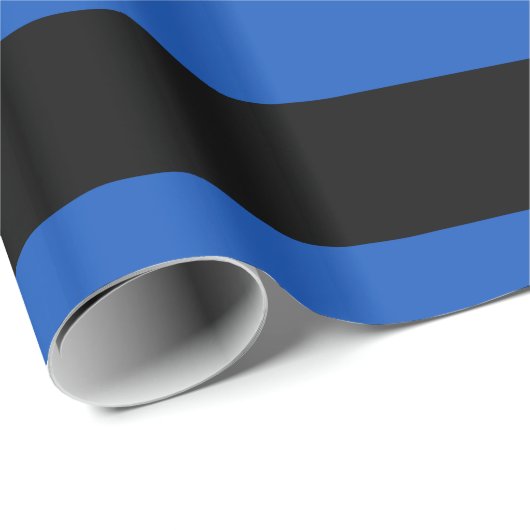 Saphire Blue Black XL Stripes Pattern V Geschenkpapier (Rolleneckpunkt)