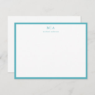 Saphire Blue Border Monogram Korrespondent Card Mitteilungskarte
