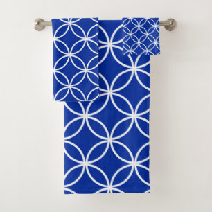 Saphire Blue Circles Tiles Pattern Badhandtuch Set