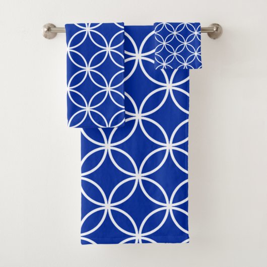 Saphire Blue Circles Tiles Pattern Badhandtuch Set (Insitu)