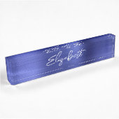 Saphire Blue Foil Modern Brush Script Namensplakette