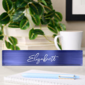 Saphire Blue Foil Modern Brush Script Namensplakette