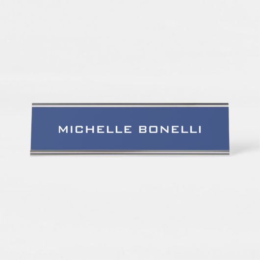 Saphire Blue Minimalistisch Schlicht Legible Moder Schreibtischnamensplakette (Vorderseite )