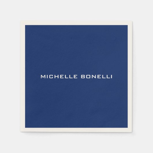 Saphire Blue Minimalistisch Schlicht Legible Moder Serviette (Vorderseite)