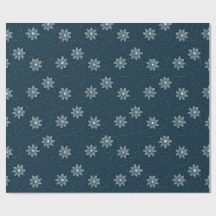 Saphire Blue mit Silvery Florals Wrapping Paper Geschenkpapier