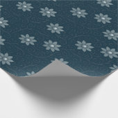 Saphire Blue mit Silvery Florals Wrapping Paper Geschenkpapier (Ecke)