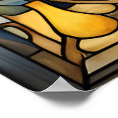 Saphire Blue N Gold gefestigte Glasblässe Sonnenbl Poster (Ecke)