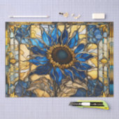 Saphire Blue N Gold gefestigte Glasblässe Sonnenbl Seidenpapier (Handwerk)