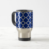 Saphire Blue Quatrefoil Monogramm Reisebecher (Vorderseite Links)