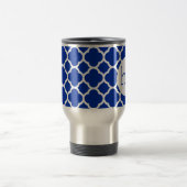 Saphire Blue Quatrefoil Monogramm Reisebecher (Mittel)