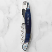 Saphire Blue Rose Gold Geode Wedding Monogram Kellnermesser (Vorderseite)