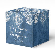 Saphire Blue Rustic Damask Muster Gastgeschenk Hoc