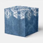 Saphire Blue Rustic Damask Muster Gastgeschenk Hoc Geschenkschachtel (Rückseite)