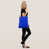 Saphire Blue und Black Polka Dot Tote Bag Tasche (Am Model)