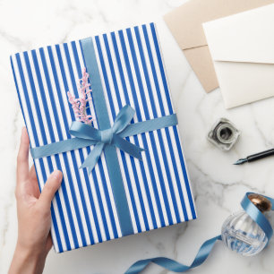 Saphire Blue & White Streifen Geschenkpapier