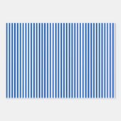 Saphire Blue & White Streifen Geschenkpapier Set (Vorderseite)
