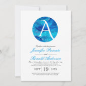 Saphire Cloud Window Monogram Wedding Einladung (Vorderseite)