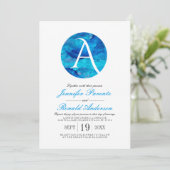 Saphire Cloud Window Monogram Wedding Einladung (Stehend Vorderseite)