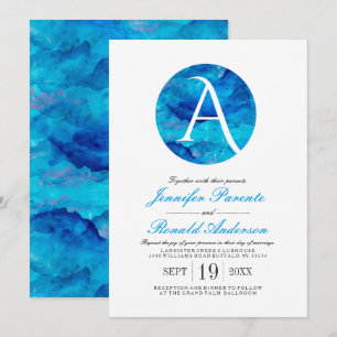 Saphire Cloud Window Monogram Wedding Einladung