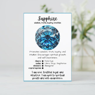 Saphire Crystal Meaning Card Einladung