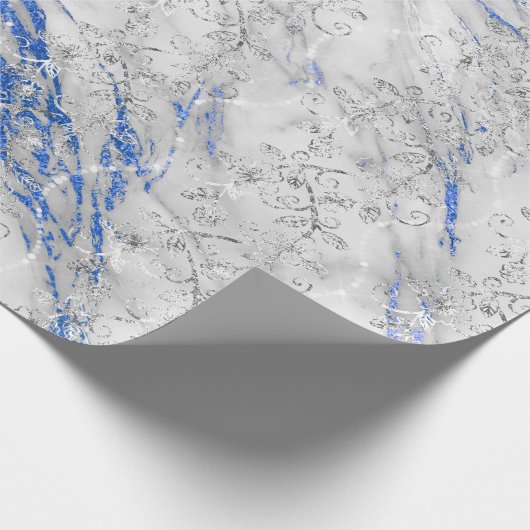 Saphire Diamonds Marble Cobalt Blue White Gray Geschenkpapier (Ecke)