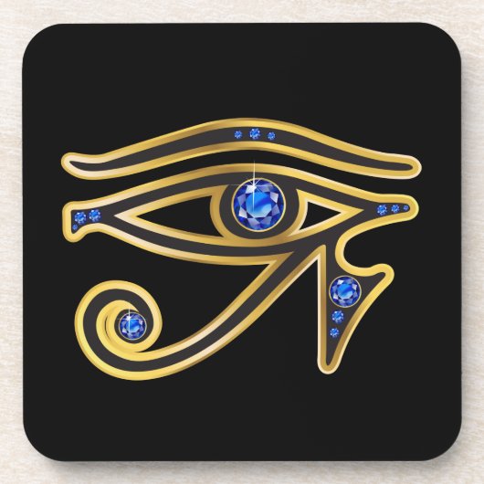 Saphire Eye of Ra in Gold Cork Untersetzer (Vorderseite)