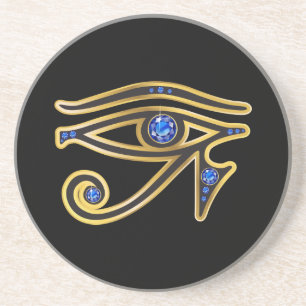 Saphire Eye of Ra in Gold Untersetzer