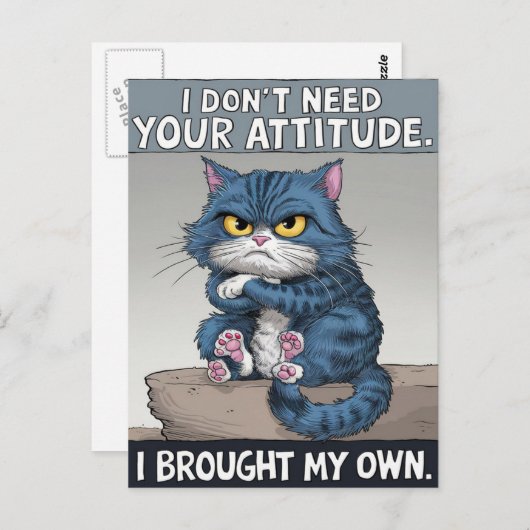 Saphire Feline auf der Holzperche Postkarte (Vorne/Hinten)