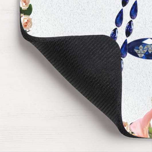 Saphire Gemstone Botanical Blue Initialbrief A Mousepad (Ecke)