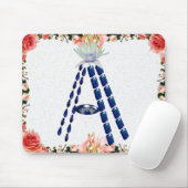 Saphire Gemstone Botanical Blue Initialbrief A Mousepad (Mit Mouse)