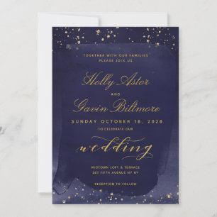 Saphire & Gold Wedding Invitation Suite Einladung