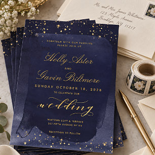 Saphire & Gold Wedding Invitation Suite Einladung