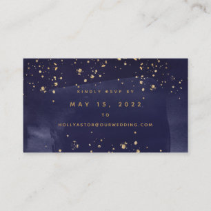 Saphire & Gold Wedding Online RSVP Card Visitenkarte