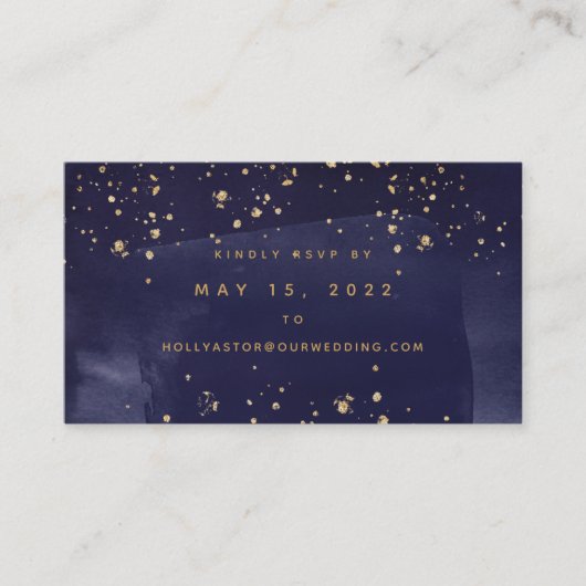 Saphire & Gold Wedding Online RSVP Card Visitenkarte (Vorderseite)
