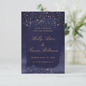 Saphire & Gold Wedding speichern das Datum Save The Date (Stehend Vorderseite)
