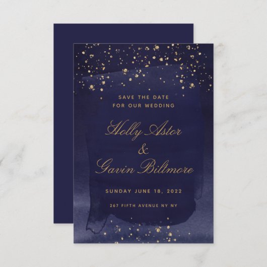 Saphire & Gold Wedding speichern das Datum Save The Date (Vorne/Hinten)