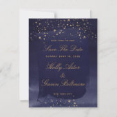 Saphire & Gold Wedding speichern das Datum Save The Date (Vorderseite)