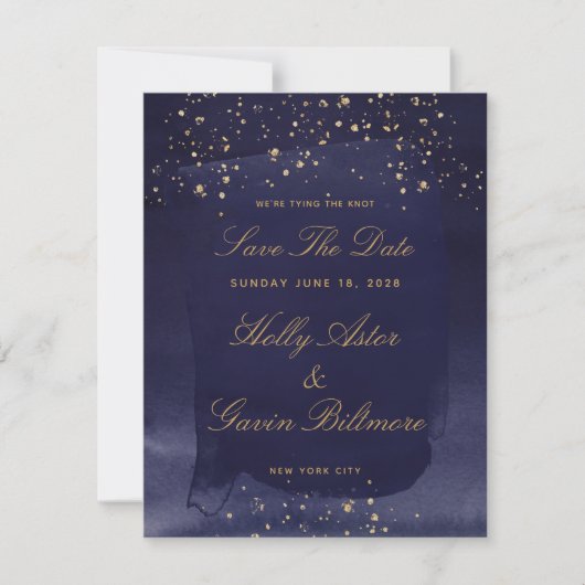 Saphire & Gold Wedding speichern das Datum Save The Date (Vorderseite)