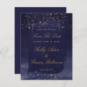 Saphire & Gold Wedding speichern das Datum Save The Date (Vorne/Hinten)
