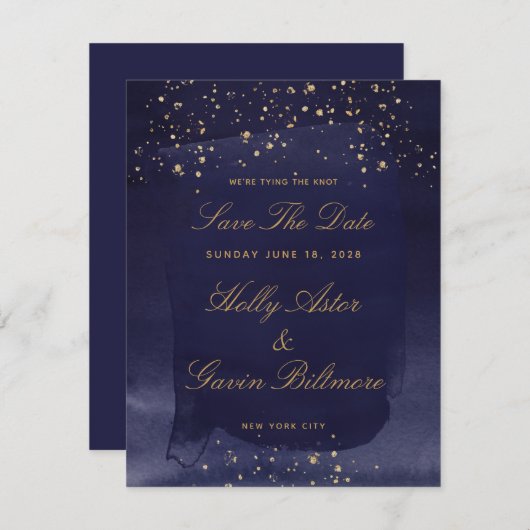 Saphire & Gold Wedding speichern das Datum Save The Date (Vorne/Hinten)