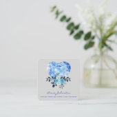 Saphire Heart and Blume Square Business Card Quadratische Visitenkarte (Stehend Vorderseite)