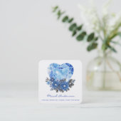 Saphire Heart Blume Square Business Card Quadratische Visitenkarte (Stehend Vorderseite)