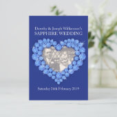 Saphire Hochzeitsherz Fügen Sie Ihr Foto Party ein Einladung (Stehend Vorderseite)