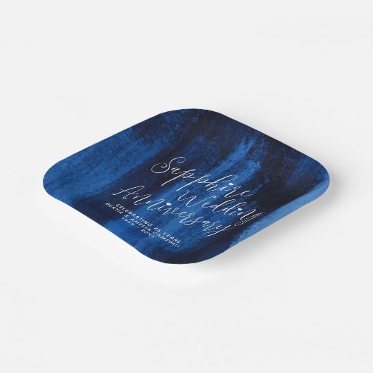 Saphire Hochzeitstag Blau moderne Kunst Pappteller (Gewinkelt)