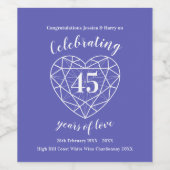 Saphire Jubiläum 45 Jahre Liebe Weinetiketten Weinetikett (Einzelnes Label)