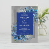 Saphire Petals: Eine Silberfeier der Liebe Einladung (Stehend Vorderseite)