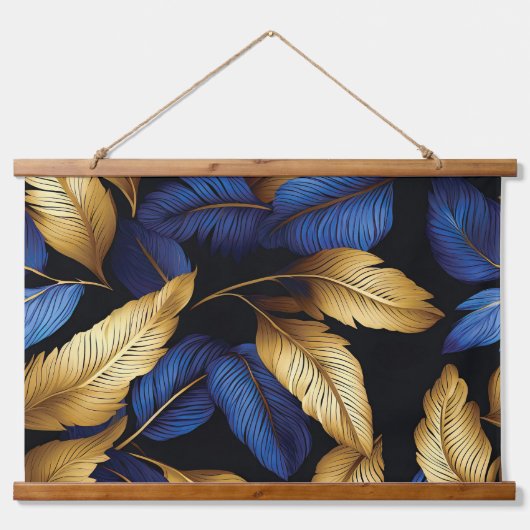 Saphire Starlit Symphony Botanical Wandteppich Mit Holzrahmen (Vorne)